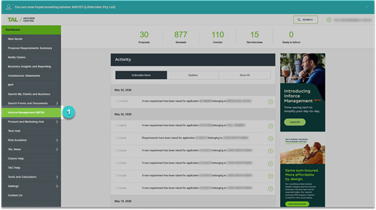 IFM TAC dashboard
